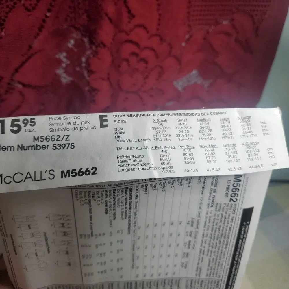 McCalls Z L-XL Sewing‎ Pattern M5662 Womens Multi Top Tunic Dress DIY Style 2008